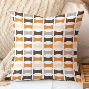 Coussin Mi-Siècle Moderne Géométrique Orange Tons Terres