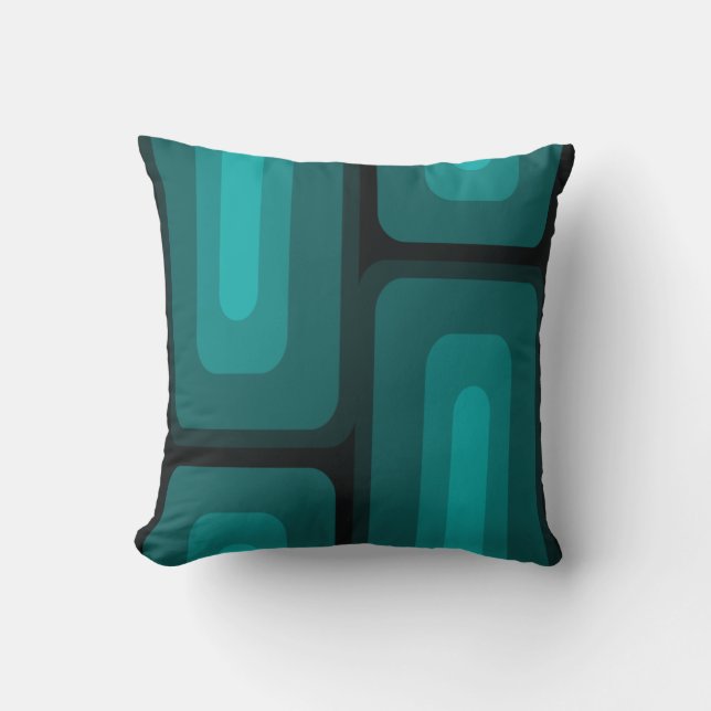 Coussin Mi-Siècle Moderne Long Rectangles Turquoise (Recto)