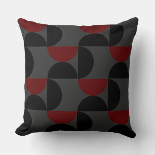 Coussin Mi-siècle moderne rouge noir et gris