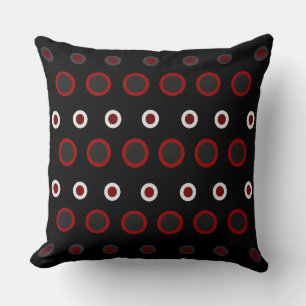 Coussin Mi-siècle moderne rouge, noir et gris
