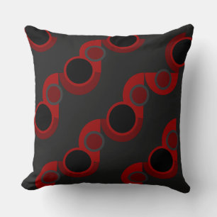 Coussin Mi-siècle moderne rouge, noir et gris