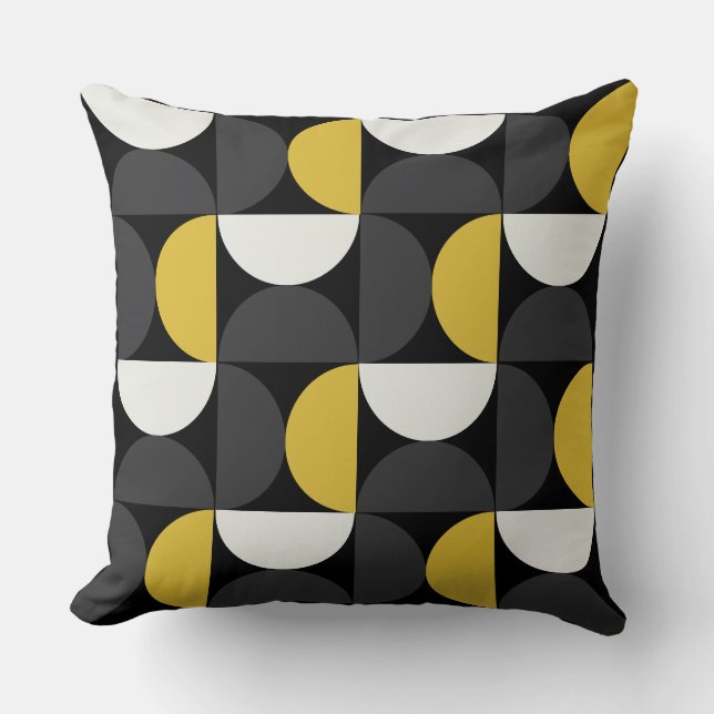 Coussin Mi-siècle Moderne turmerique et gris-métal (Recto)