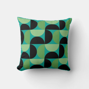 Coussin Mi-siècle moderne vert noir et turquoise