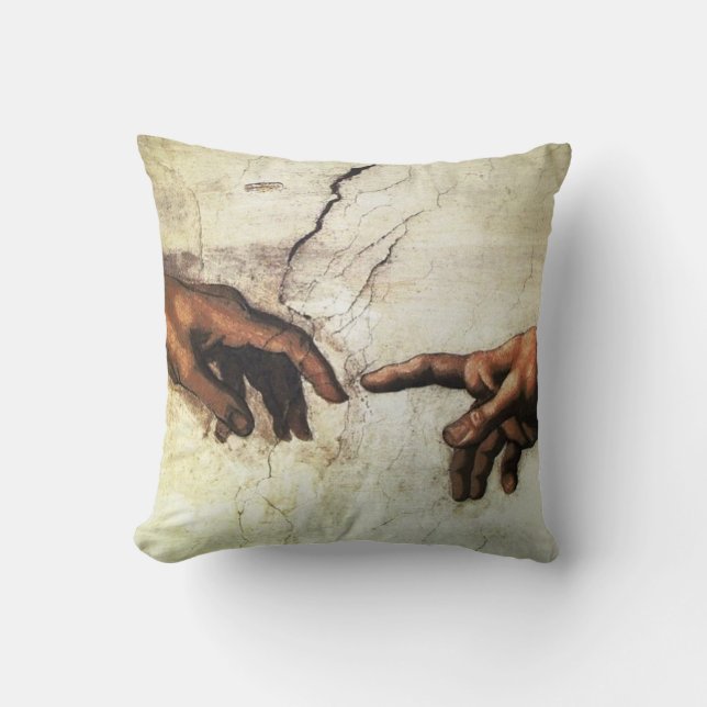 Coussin Michelangelo mains art vintage (Recto)