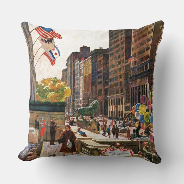Coussin Michigan Avenue, Chicago par John Falter (Recto)