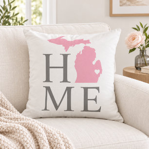 Coussin Michigan Maison Rose État Gris Texte