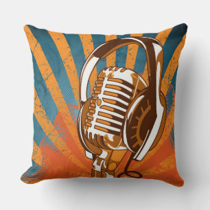 Coussin Microphone rétro vintage