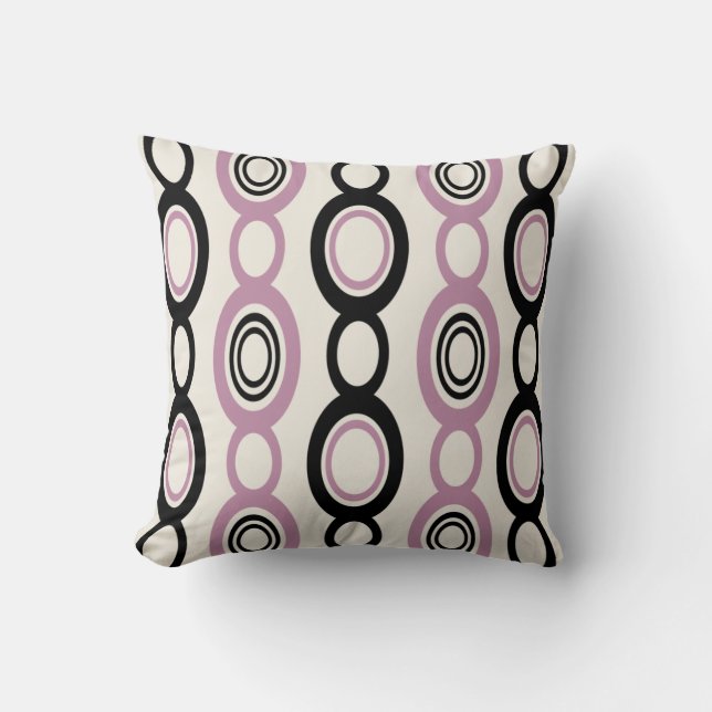 Coussin Mid Century Chaîne Moderne Liens Mauve Noire (Recto)