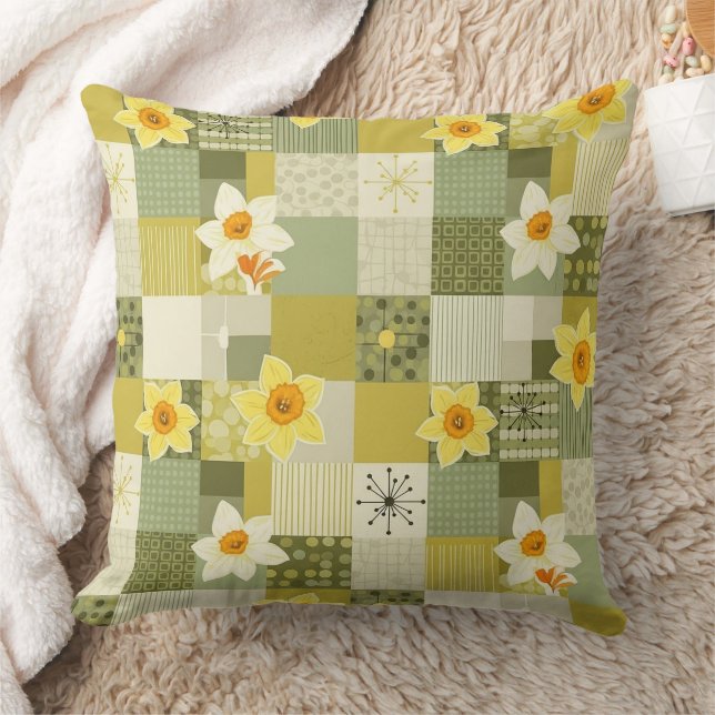 Coussin Mid-Century Daffodil Floral Pattern (2) (Couverture)
