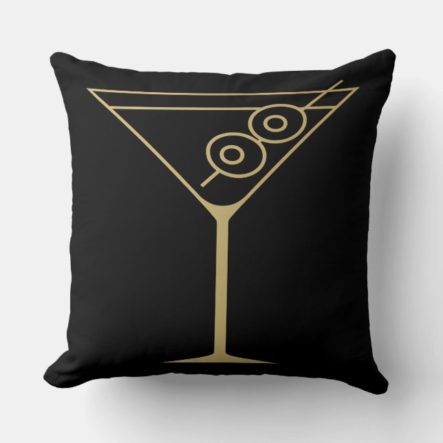 Coussin Mid Century Modern Gold 2 Olive Martini (Recto)