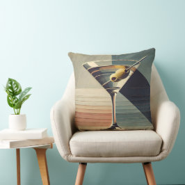 Coussin Mid Century Moderne 2 Olive Martini Cocktail Heure
