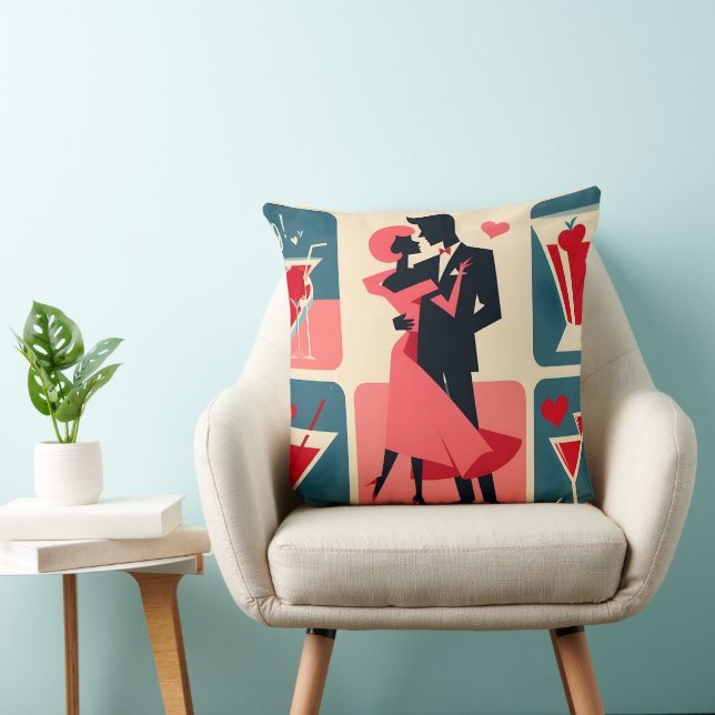 Coussin Mid Century Valentine Dancing Couple (Chaise)