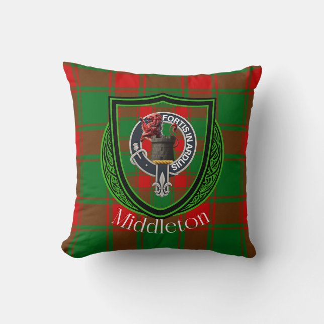 Coussin Middleton Scottish Clan Tartan & Crest (Recto)