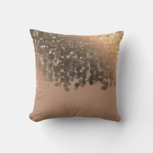 Coussin Miel Beige Champagne Doré Lumières Étincelantes