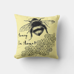 Coussin Miel Je suis Bee Honeycomb