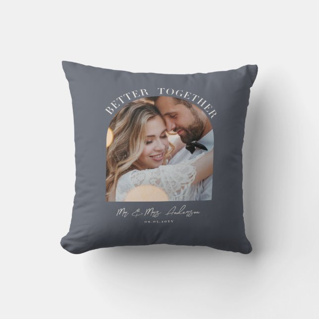 Coussin Mieux ensemble arche photo mariage cadeau décorati (Recto)