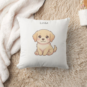 Coussin Mignon Chibi Golden Retriever Nom Personnalisé Nur