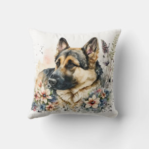 Coussin Mignon chien berger allemand aquarelle