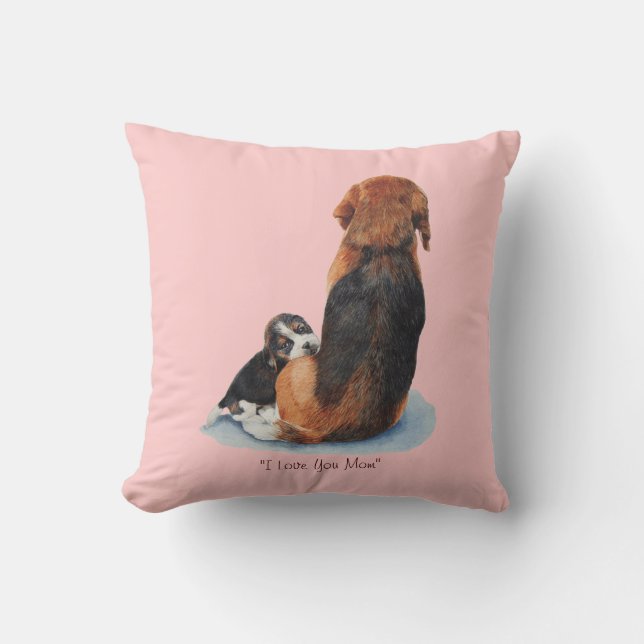Coussin mignon chiot beagle bouddin maman chien (Recto)