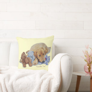 Coussin mignon chiot de récupération d'or bouddin nounours