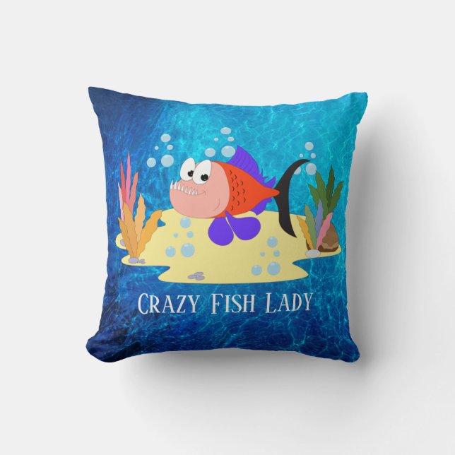 Coussin mignon dame de poisson ajouter du texte (Recto)