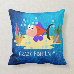 Coussin mignon dame de poisson ajouter du texte