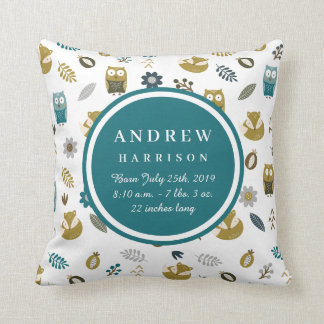 Coussin mignon de faire-part de bébé d'animaux de