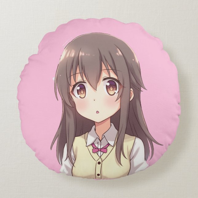 Coussin mignon de personnage fille mignon bouffant (Devant)
