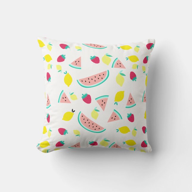 Coussin mignon motif de fruits d'été (Recto)