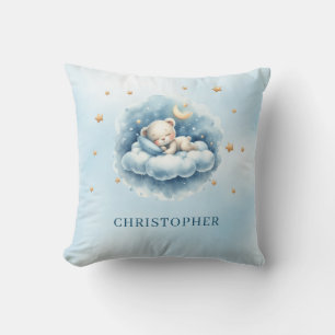 Coussin Mignon ours en peluche endormi au-dessus du nuage