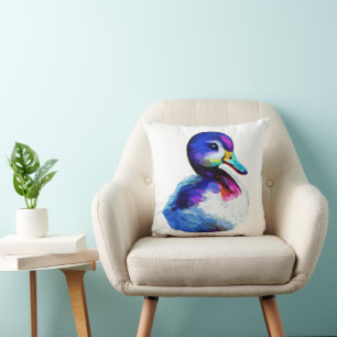 Coussin Mignon petit caneton à l’aquarelle