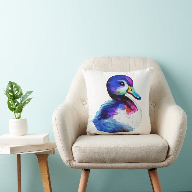 Coussin Mignon petit caneton à l’aquarelle (Chaise)