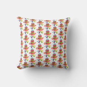 Coussin Mignon pieuvre malade pixelisée colorée