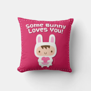 Coussin Mignon Some Bunny Vous Aime Pun d'amour