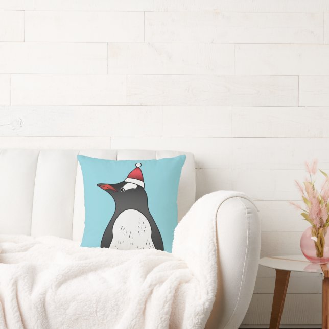 Coussin Mignonette Gentoo Portant Le Chapeau Du Père Noël  (Canapé)