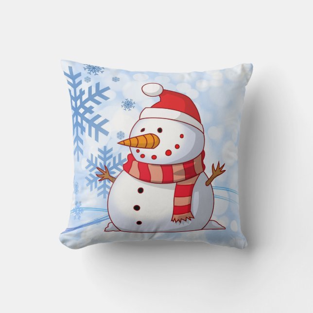 Coussin Mignonne bonhomme de neige de Noël (Recto)
