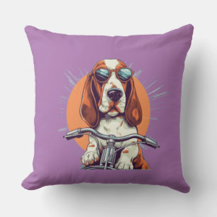 Coussin Mignonne chien moker au coucher du soleil Jetez l'