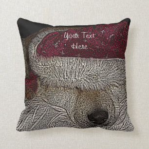 Coussin Mignonne chien qui dort en habillé pour noël