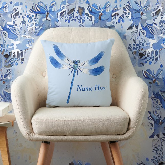 Coussin Mignonne comme une libellule bleue de bug Jeter l' (Créateur téléchargé)