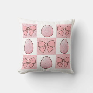 Coussin Mignonne Coquette Oeuf Pâques Rose Vintage Bow