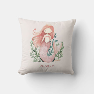 Coussin Mignonne et amusante Sirène Rose pour Enfant