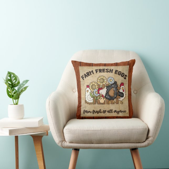 Coussin mignonne ferme oeufs frais poule de ferme (Chaise)