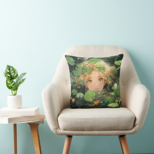 Coussin Mignonne fille Anime dans l'étang
