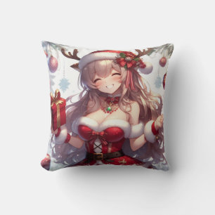 Coussin mignonne fille de Noël anime