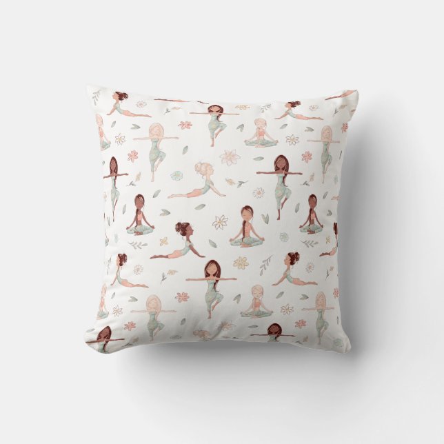 Coussin Mignonne Girls Zen Yoga Méditation Spirituelle Nam (Recto)