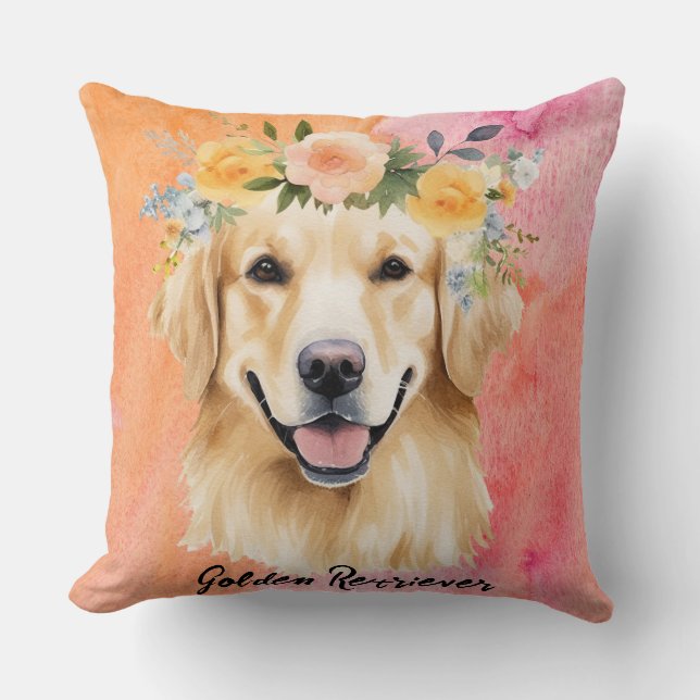 Coussin Mignonne Golden Retriever Chien (Recto)