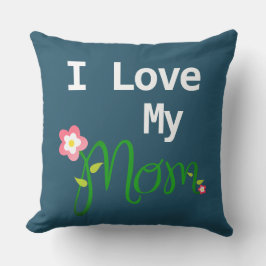 Coussin Mignonne J'Aime Ma Maman Fleur Bleue
