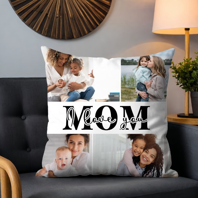 Coussin Mignonne JE T'AIME MOM Fête des Mères Photo (Créateur téléchargé)