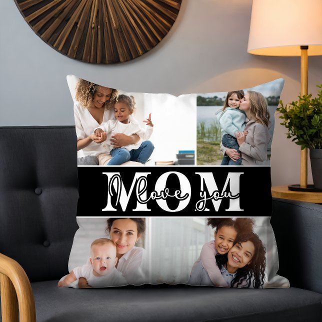 Coussin Mignonne JE T'AIME MOM Fête des Mères Photo (Créateur téléchargé)
