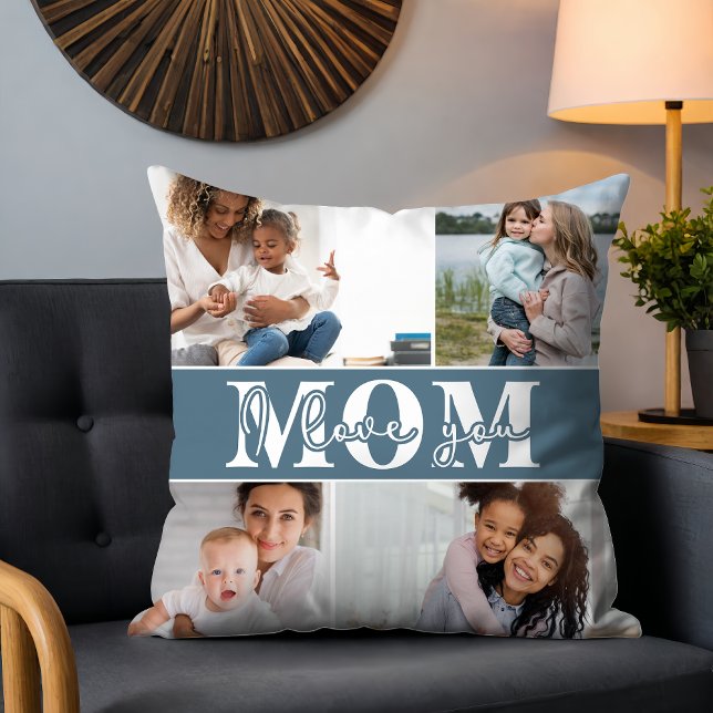 Coussin Mignonne JE T'AIME MOM Fête des Mères Photo (Créateur téléchargé)